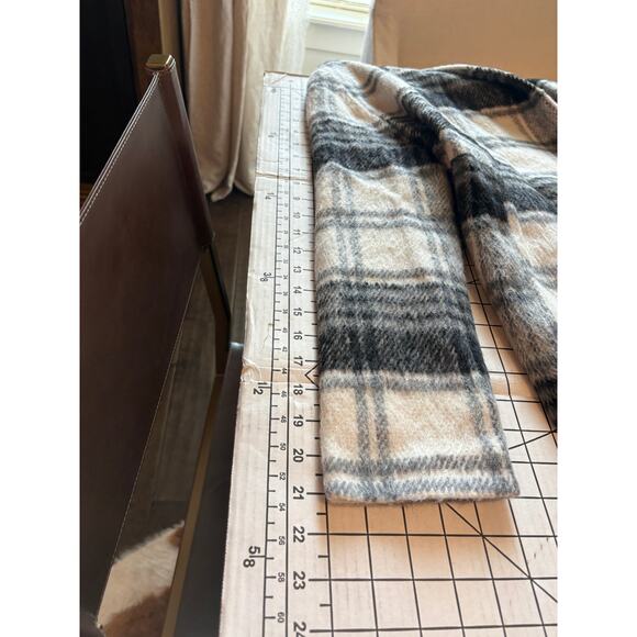 NWT BB Dakota Wool Blend Black White Grey Plaid Wrap Belted Jacket Sz M - Picture 11 of 12